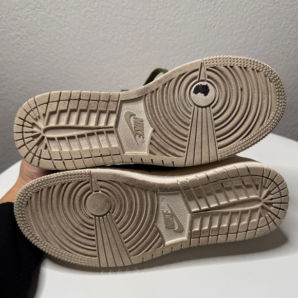 Nike Air Jordan 1 Re Low Lifted Sneakers Olive Canvas Textured Sole Size 7 - Picture 8 of 10